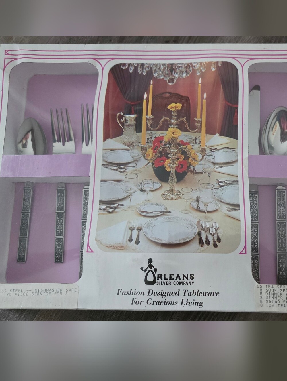 Vintage Stainless 70 Pcs.  Fashion Designed Tableware Set